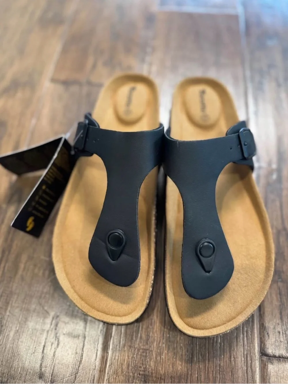 Women’s Black T-Strap Cork Footbed Sandals